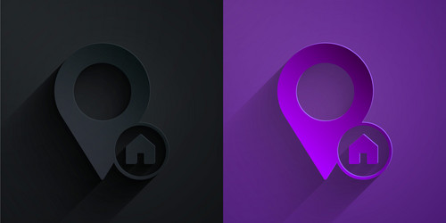 paper cut map pointer with house icon isolated vector image