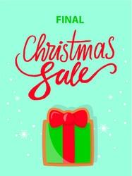 Final christmas sale with gift box on snowflakes vector