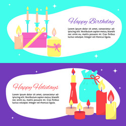 Happy holiday card templates in flat style vector