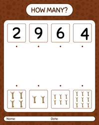 how many counting game with dead tree worksheet vector image