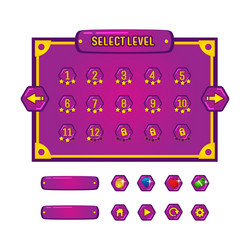 Level selection and button game ui set design vector