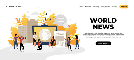 News landing page mass media and online vector