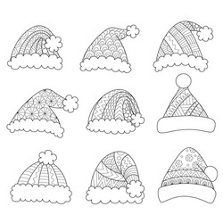 Santa Hats Collection Vector Image