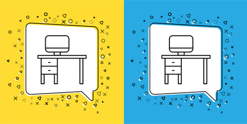 set line computer monitor and desk icon isolated vector image