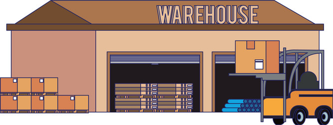 warehouse storage building with merchandise blue vector