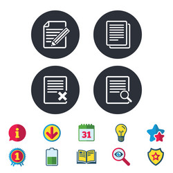 document icons search delete and edit file vector image
