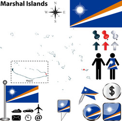 Marshall Islands Map with Islands and Flags vector image