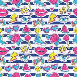 seamless pattern with stripes and colorful patches vector image