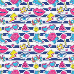 Seamless pattern with stripes and colorful patches vector