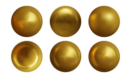 set of gold sphere isolated on white background vector