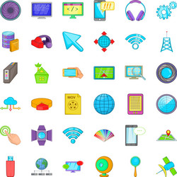 web growth icons set cartoon style vector