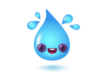 Kawaii water drop in 3d style vector