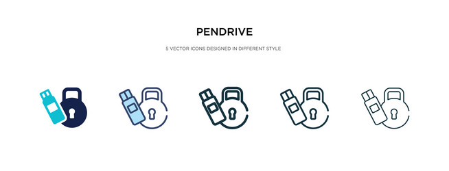 Pendrive icon in different style two colored vector