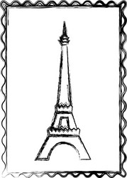 Blurred silhouette frame with eiffel tower vector