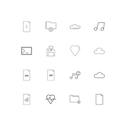 Files and folders sign linear thin icons set vector