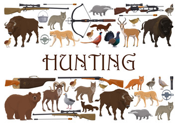 hunting animals and rifle guns safari hunt sport Vector Image
