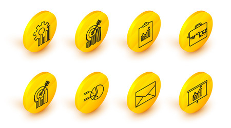 set line board with graph chart envelope pie vector image