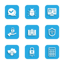set system bug on monitor cyber security vector image