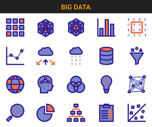 big data and machine learning icon set vector image