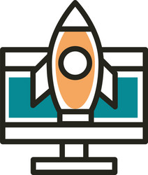 computer startup web development icon line vector