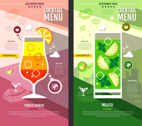 Flat style cocktail menu design vector