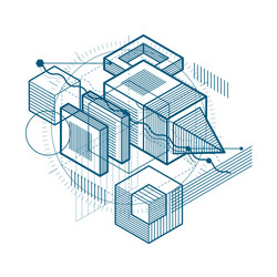 isometric abstract background with linear vector image