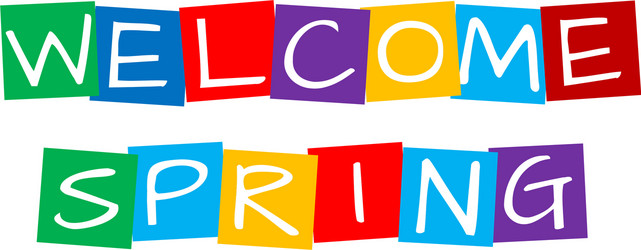 Welcome spring text in colorful rotated squares vector