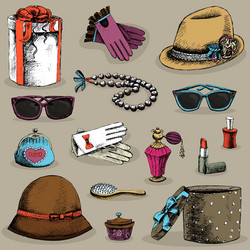 Women accessories icon set Royalty Free Vector Image