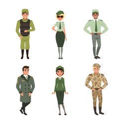 Man and woman standing in military uniform vector