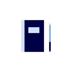 paper note pad and pen - flat blue icon isolated vector