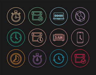 set line calendar with check mark alarm clock app vector image