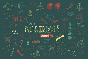 Unique collection of hand drawn business doodles vector
