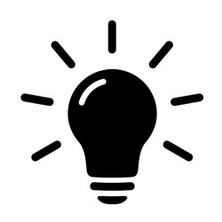 Black lightbulb icon in flat style lighting lamp vector