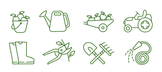 garden tools icons gardening plants agriculture vector