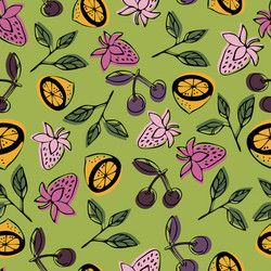 Seamless pattern with the image of strawberry vector