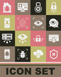 set shield with cross mark system bug in credit vector image