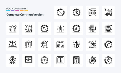 Complete common version line 5 icon pack Vector Image