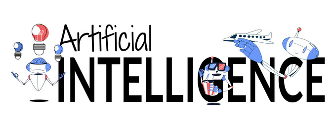 artificial intelligence flat text composition vector image