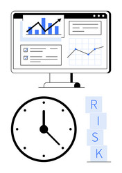 data analysis dashboard clock and risk blocks vector image