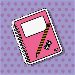 Notebook with pencil and sharpener tools patches vector