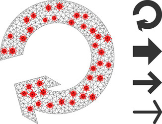 polygonal mesh rotate icon with virus elements vector image