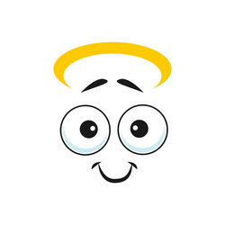 angel emoji with sincere smile isolated emoticon vector