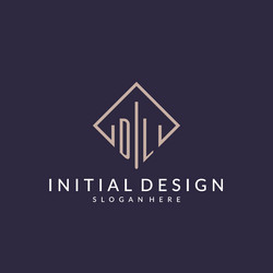 Dl initial monogram logo with rectangle style vector