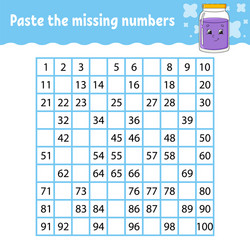 paste missing numbers handwriting practice vector