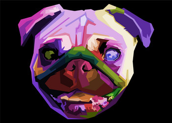 cute pug on geometric pop art style abstract vector