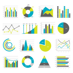 Flat Graph Icons - Charts & Data vector image