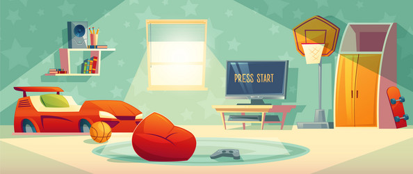 Game console in kid room vector