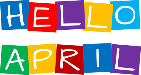 hello april text in colorful rotated squares vector image