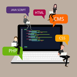 PHP HTML CSS Coding on Laptop Screen vector image