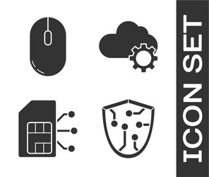set cyber security computer mouse sim card vector image